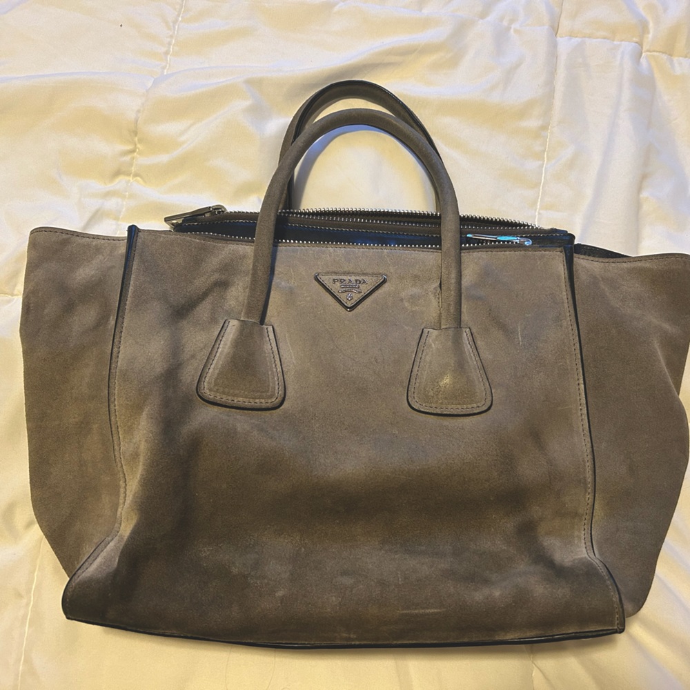 Gray suede PRADA bag